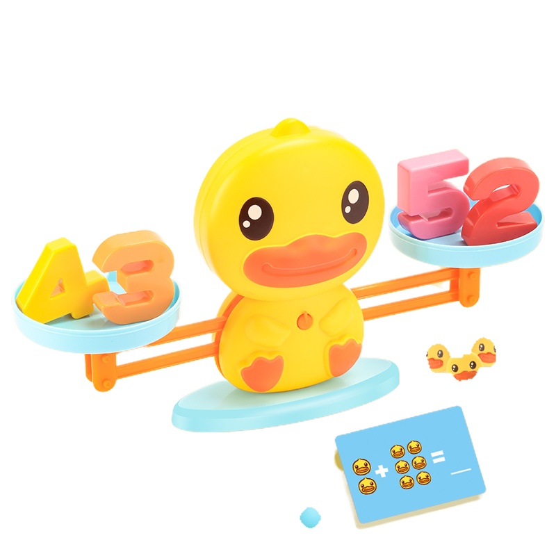 B.Duck小黄鸭数学天平秤儿童玩具早教加减亲子益智启蒙天平亲子桌面游戏
