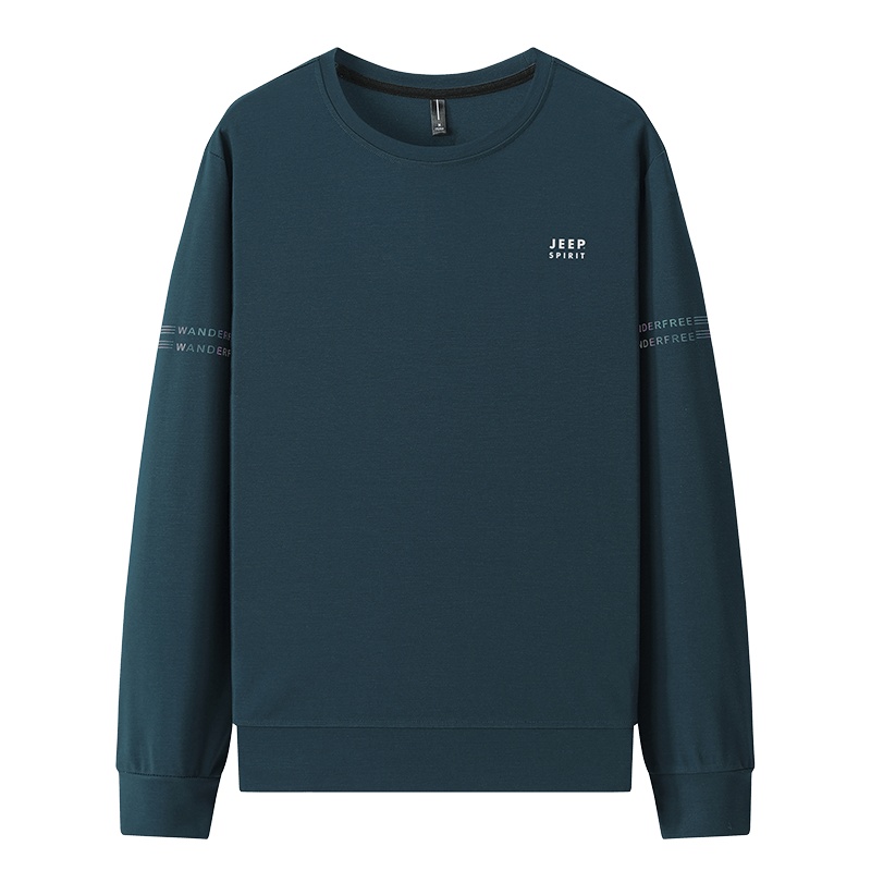 JEEP SPIRIT吉普卫衣男2021春秋新款宽松大码纯色套头圆领上衣户外运动休闲男士卫衣