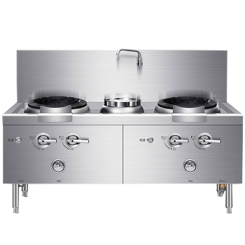 德玛仕(DEMASHI)商用燃气大锅灶猛火灶单位学校食堂电磁灶燃气款 R5 烈火一号(工程款 双头单尾1.8米长)