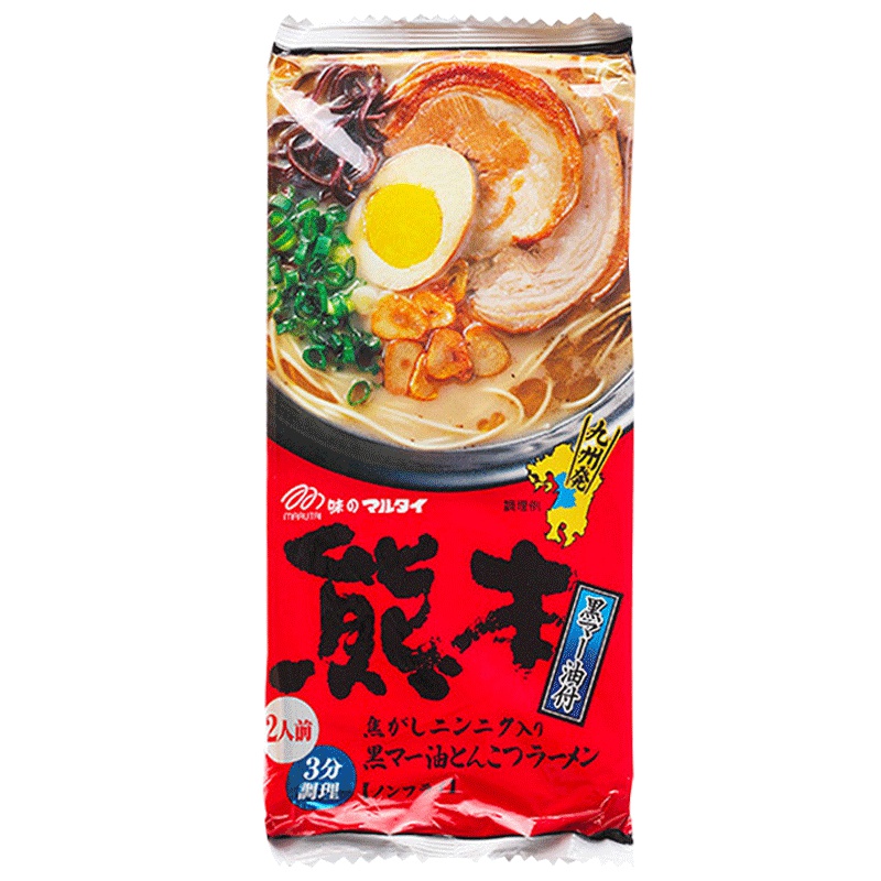 [爽滑Q弹]丸太(MARUTAI)九州熊本黑麻油豚骨浓汤拉面 186g/袋2人份量 拉面 方便速食 日本进口 进口食品