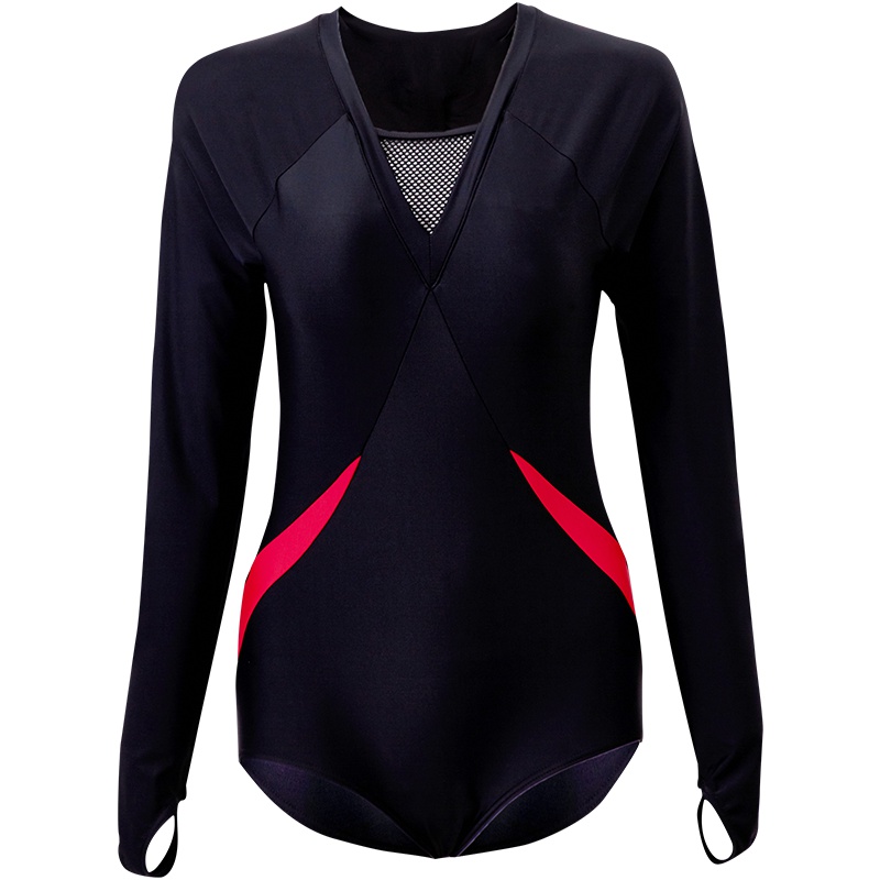 号手游泳衣女保守连体专业运动2019新款长袖防晒显瘦性感温泉泳装