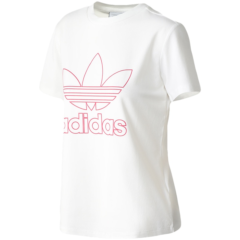 阿迪达斯三叶草女服短袖T恤印花LOGO休闲运动服GD2258