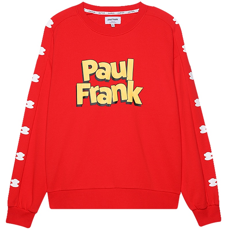 大嘴猴春秋季薄款卫衣女潮宽松长袖慵懒风学生上衣 M 中国红