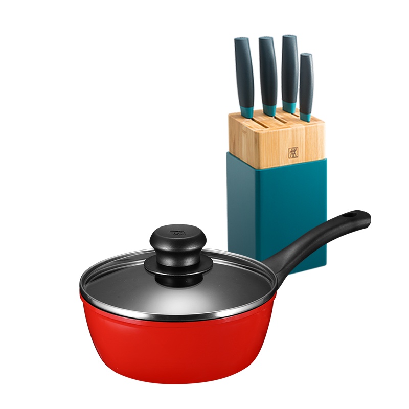 德国双立人(ZWILLING)Now蓝莓色刀具6件套中片刀多用刀菜刀全套刀具套装20cm红色辅食锅 厨房家用