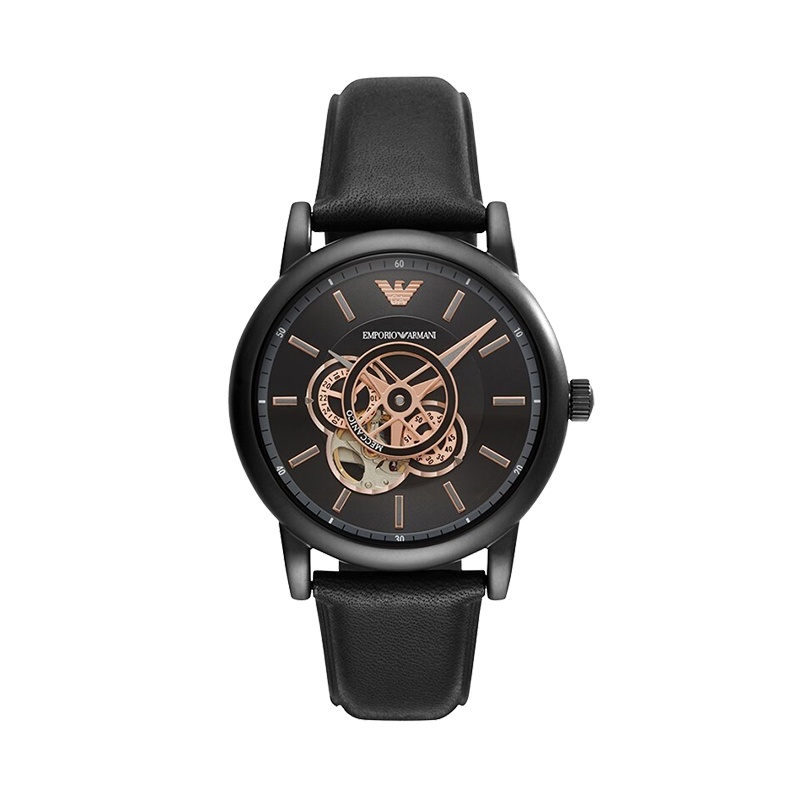 Armani阿玛尼手表男士机械表腕表 镂空设计时尚皮带男表 生日礼物 送男友AR60012