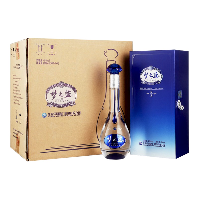 洋河(YangHe)蓝色经典 梦之蓝M3-45度500ml*4瓶箱装 浓香型白酒(团购产品加团购专用勿拍)