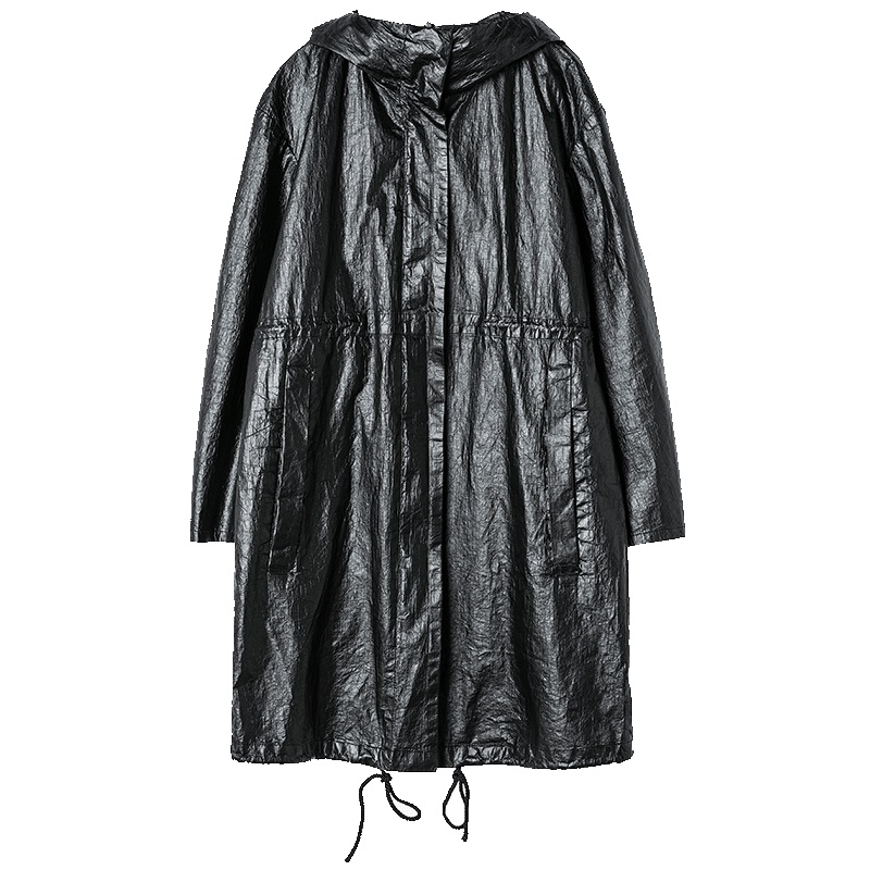 sdeer圣迪奥女利落廓形酷黑连帽外套S17181820