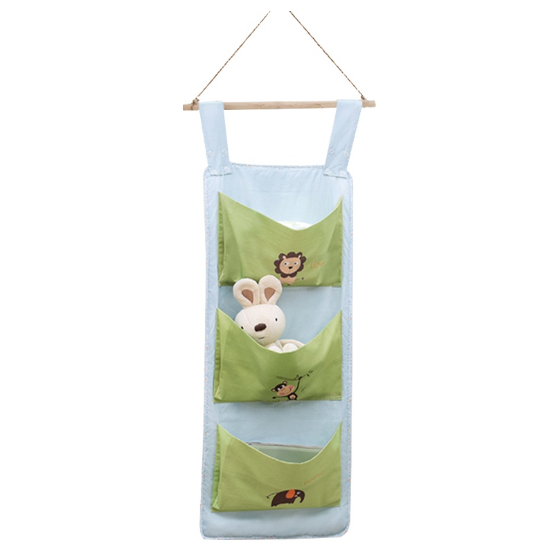 babysing 婴儿床挂袋通用大口径尿布收纳袋可水洗床头置物储存袋 历险非洲(纽扣竖版)