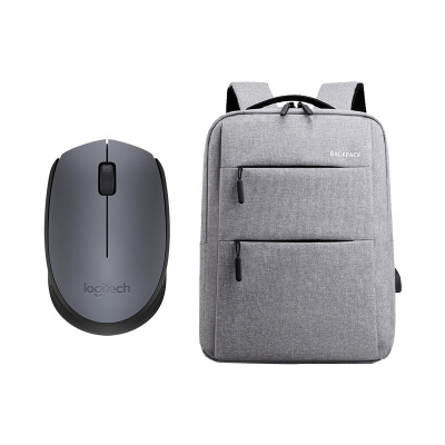 罗技(Logitech)M170电脑包无线鼠标套装笔记本台式电脑便携家用办公游戏小巧耐用USB连接 电脑包鼠标套装