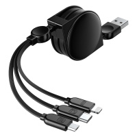 古尚古 一拖三数据线三合一充电线器苹果6手机快充安卓通用一拖二 升级款★玫瑰金1米[苹果,安卓,type-c一拖三]