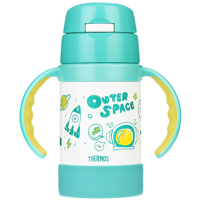 膳魔师（THERMOS）保温杯FEC-280S火箭绿色GY儿童吸管杯保温杯轻巧便携自带把手280ML