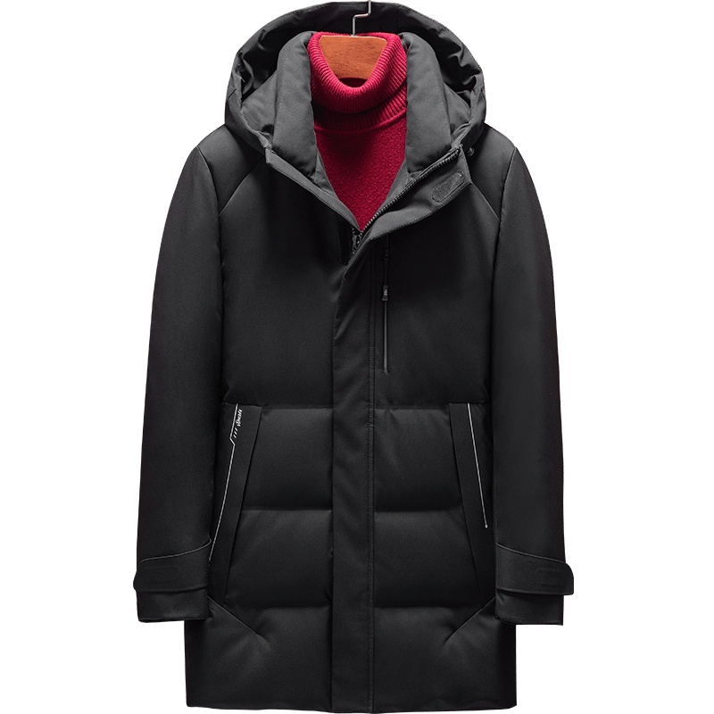 雅鹿男装冬季新品商务休闲中年中长款连帽90白鸭绒男士羽绒服外套1126YA01990