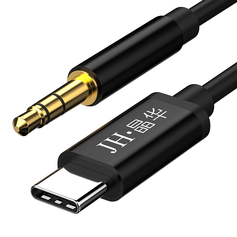 晶华 Type-C转3.5mm转接线 车载AUX音频线华为P30/Mate30Pro小米8/9手机接音响音箱耳机线 黑色