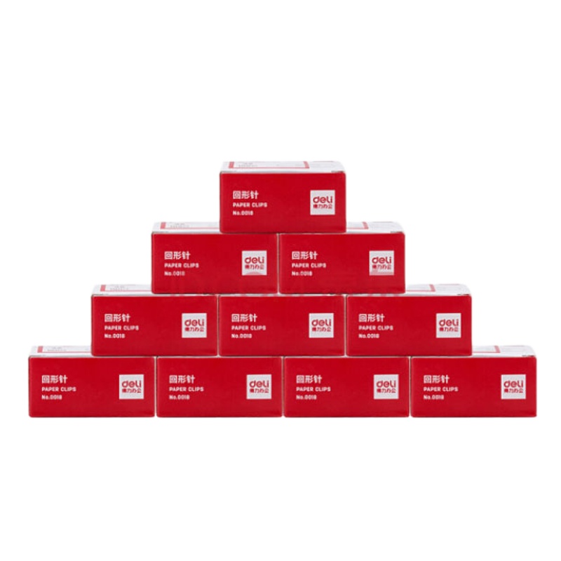 得力(deli) 金属回形针 镀镍防锈曲别针 100枚/盒 10盒装