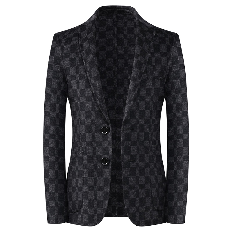 休闲双面呢西服男短款西装格子男士冬季羊毛呢子外套 SQLhc-9