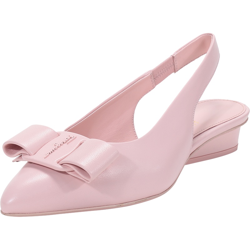 Ferragamo 菲拉格慕 女士 VIVA SLING系列羊皮蝴蝶结露跟凉鞋0741097