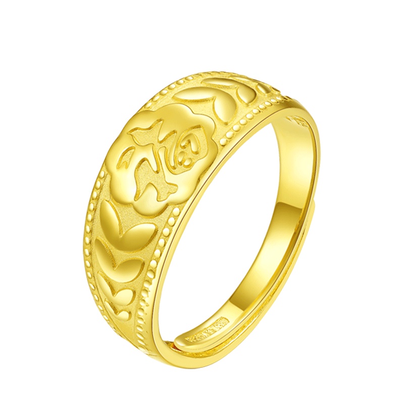 周大生黄金饰品黄金戒指 新款福气活口999足金黄金女戒指环计价送妈妈礼物