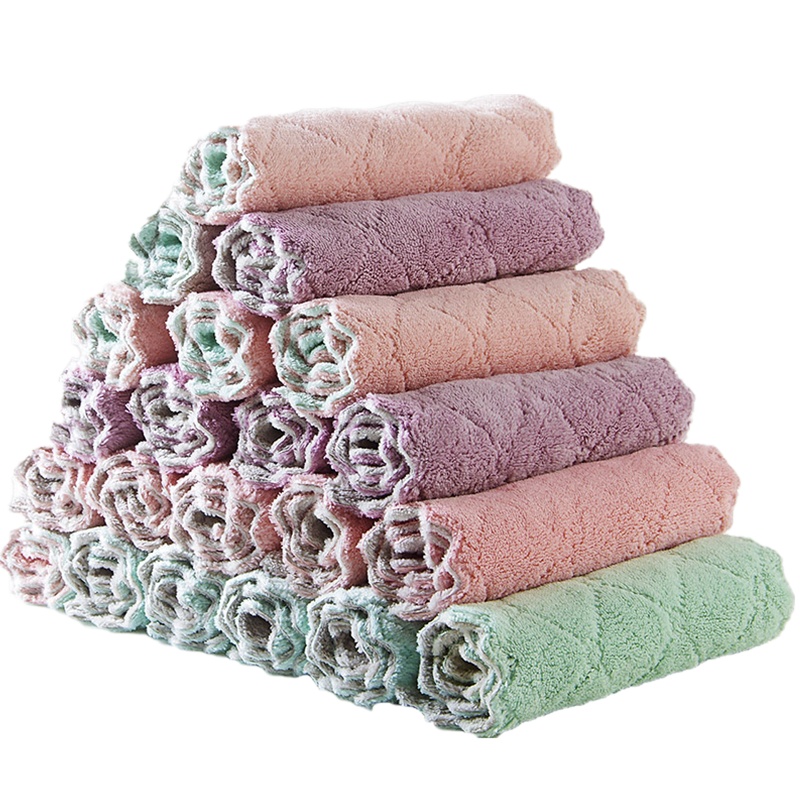 斜月三星[6条装]厨房抹布洗碗布 易清洗,不易沾油,不易掉毛,结实耐用