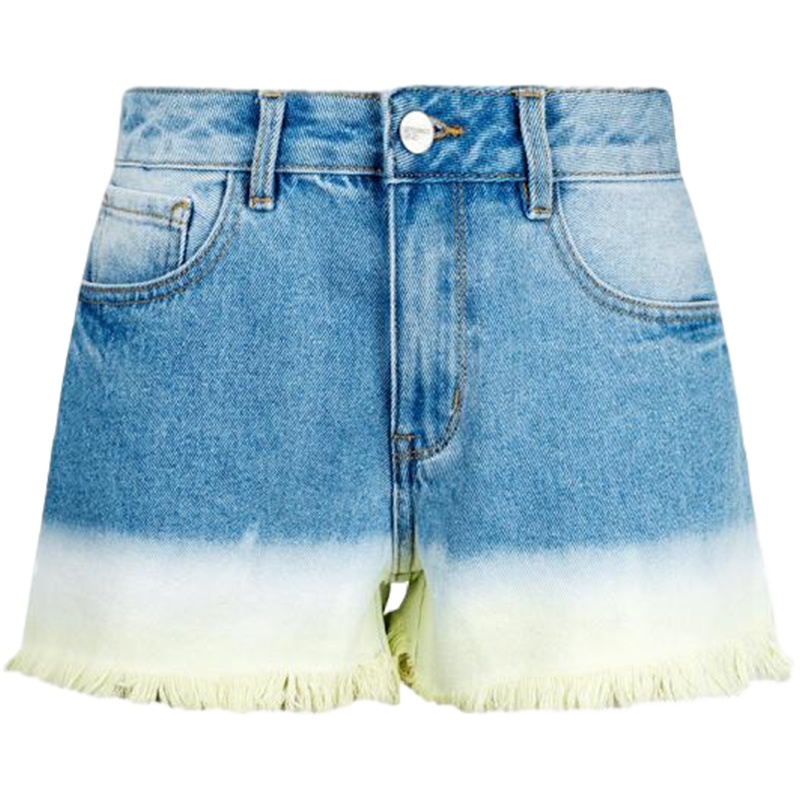 拉夏贝尔夏新款水洗毛边热裤女牛仔短裤_517 柠檬 S