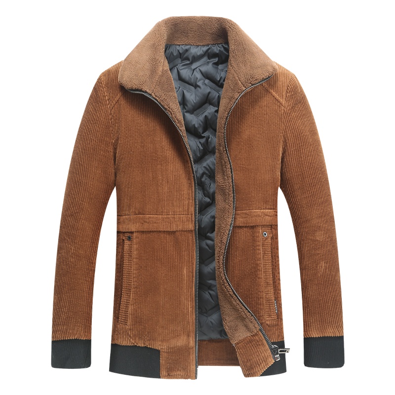 迪伽默 意大利VDG 90白鸭绒全棉灯芯绒羊羔绒立翻领茄克羽绒服 2色可选