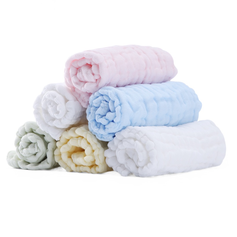 子初婴儿泡泡棉纱方巾6条装 宝宝纯棉小方巾新生儿洗脸巾组合装 30*30cm 6条装