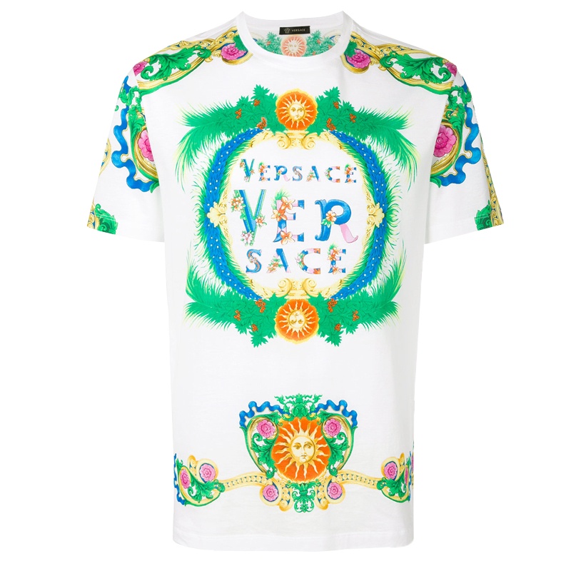 VERSACE 范思哲 奢侈品一线男士字母logo印花纯棉圆领T恤(尺码偏大1码）A77276 A224831 A701