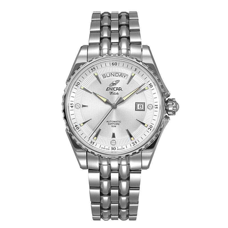 英纳格(ENICAR)精英系列时尚简约休闲商务钢带自动机械男士手表3169/51/352aA