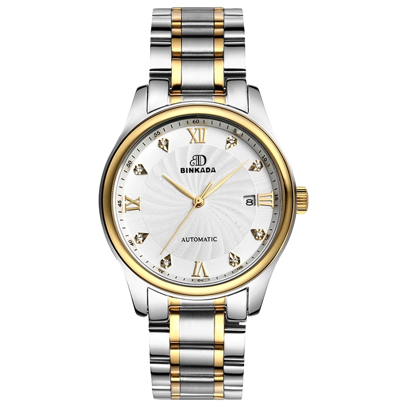 正品宾卡达BINKADA手表男士自动机械表 男表防水腕表休闲日历旋风大风车系列7001M纯钢