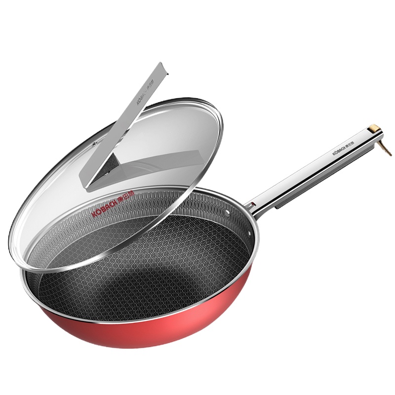 康巴赫(KBH) 皓特轻厨款Pro蜂窝316不锈钢平底炒菜炒勺32cm送刀铲勺三件套[刀具管制地区,赠品刀更换油壶]
