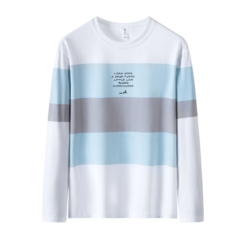 稻草人长袖T恤男2019秋季新品潮流拼色上衣男士韩版圆领衣服男