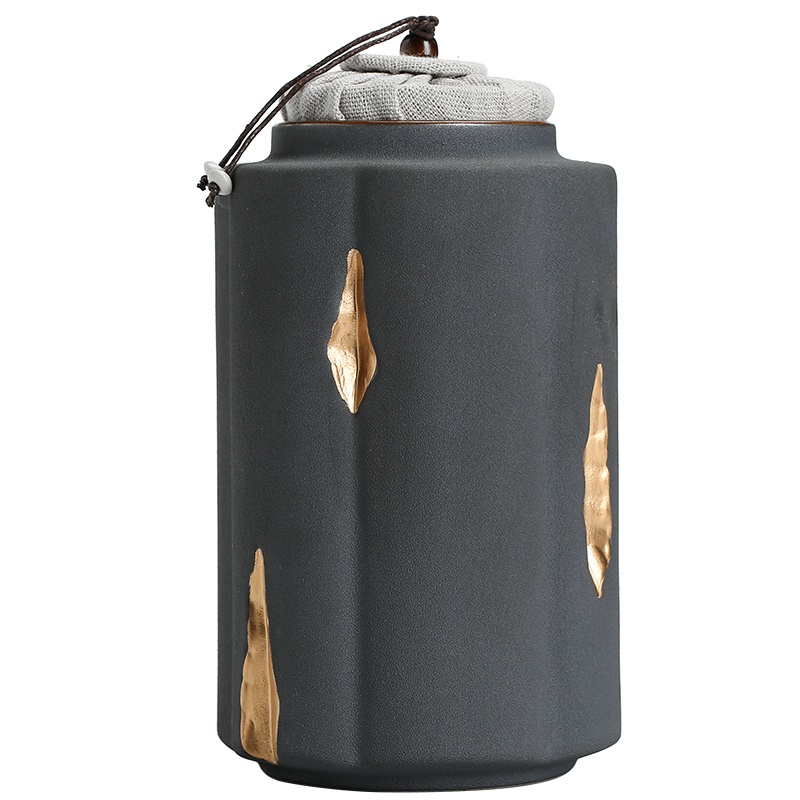 苏氏陶瓷 SUSHI CERAMICS 茶具配件日式描金茶叶罐陶瓷密封罐储物罐