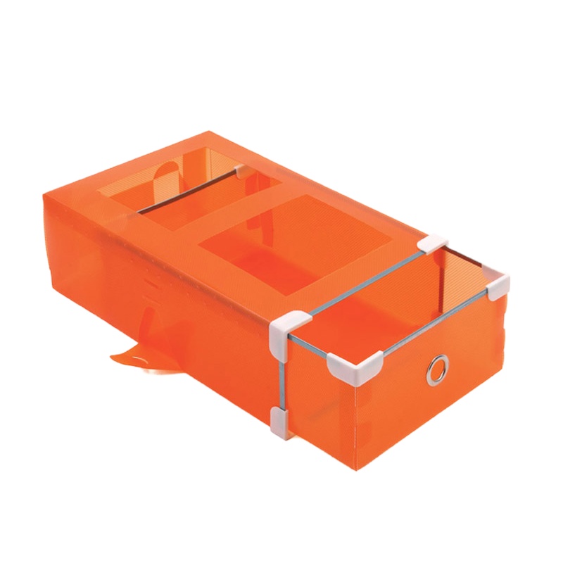 女款金属包边塑料抽屉鞋盒加厚朔料鞋盒抽屉式透明鞋盒简易鞋盒抽屉式加大鞋柜式鞋盒颜色随机