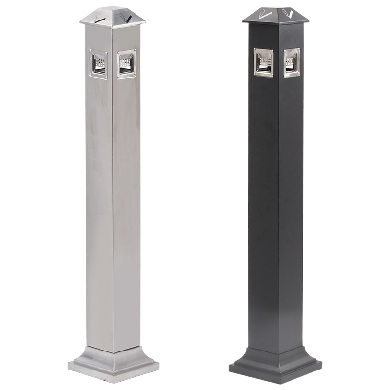 迅众 立式烟蒂户外不锈钢烟灰柱酒店商场吸烟区灭烟垃圾桶带烟缸立式烟蒂收集器