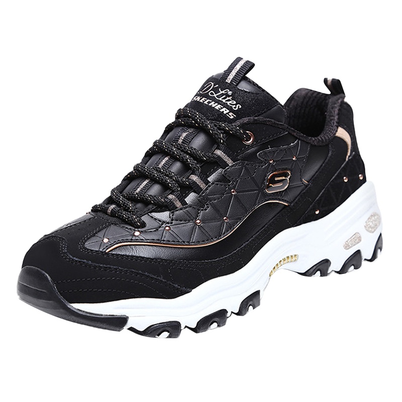 Skechers斯凯奇女鞋D'lites休闲熊猫鞋老爹鞋13087-BKRG