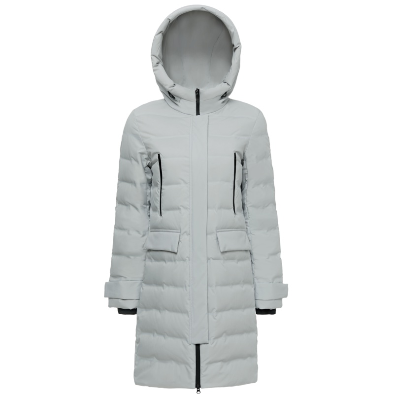 波司登新款简约时尚连帽外套女通勤中长款羽绒服女B90132012