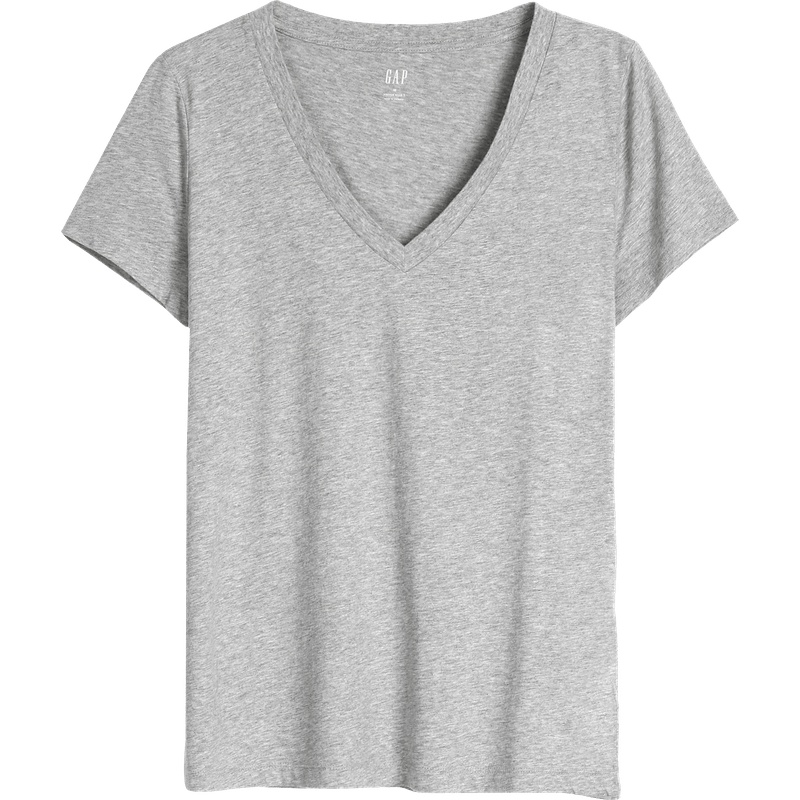 Gap女装舒适纯棉V领短袖T恤夏季 231887 活力亮色女士简约纯色上衣
