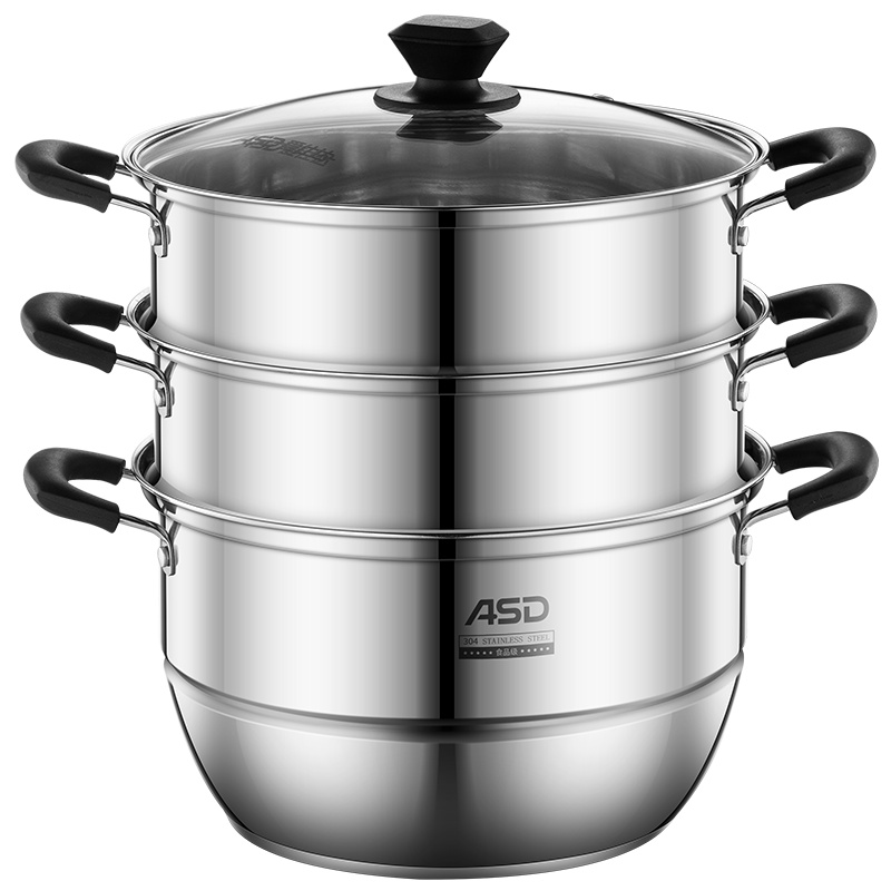 爱仕达 蒸锅 三层26cm 304不锈钢家用大容量 厚底/带蒸笼蒸屉ZS26S1WG 电磁炉明火通用