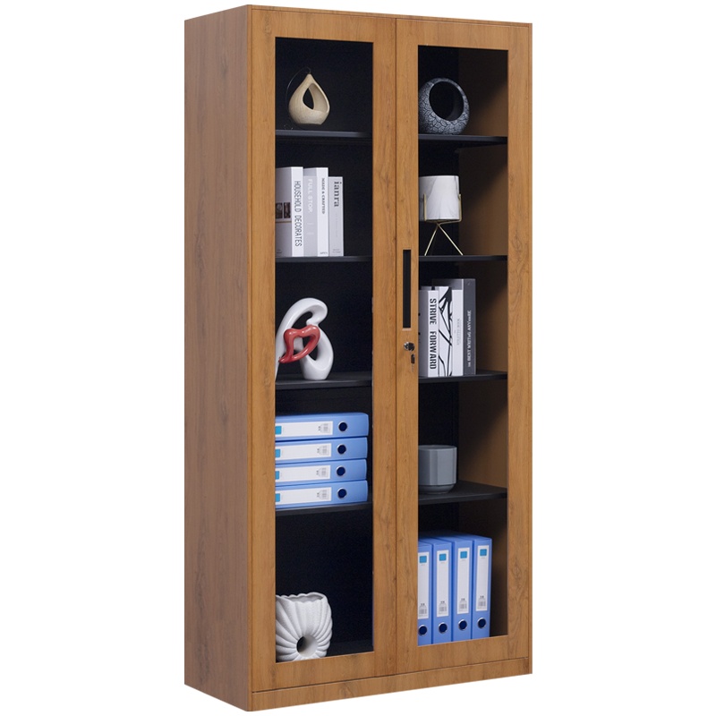 震海 木纹通玻文件柜办公柜木纹黄档案资料柜办公柜类钢制加厚办公室储物柜