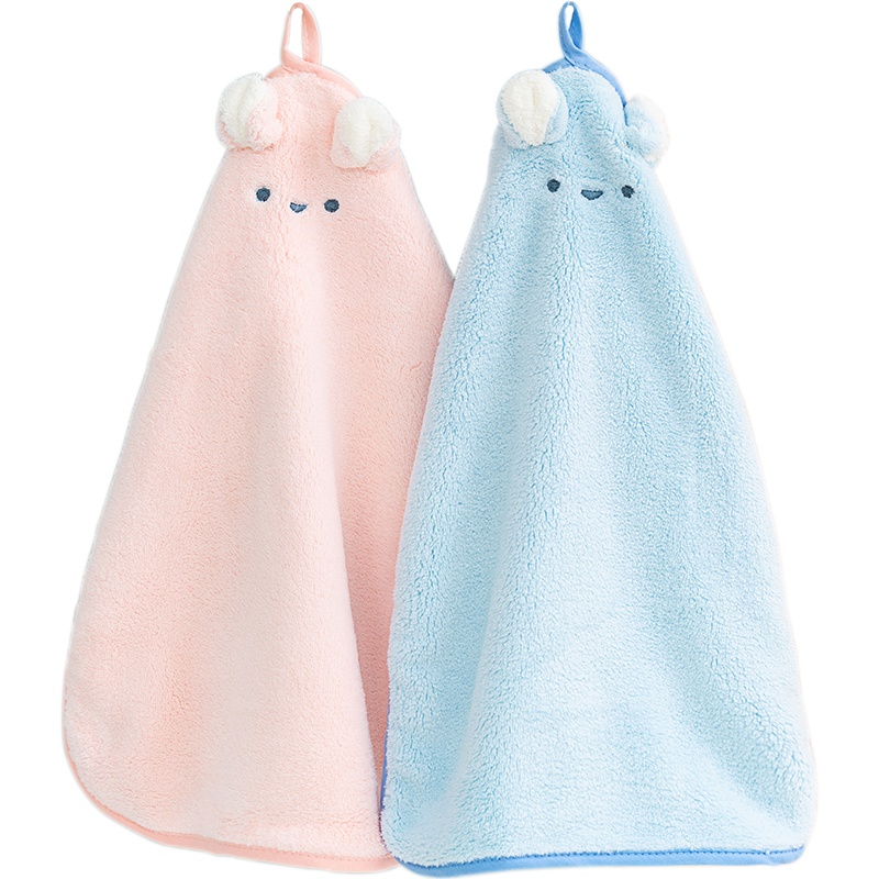 金菁(JINJING)可爱童婴洗面毛巾超强吸水耐用洗脸巾流水巾悬挂式2条装