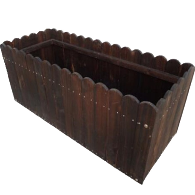 丰甲防腐木花箱碳化实木花盆阳台种菜槽种植花100*30*30cm