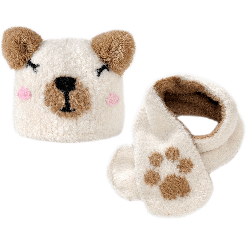 英氏儿童帽子男女宝宝针织卡通套头帽圆帽围巾YRPNJ30075A01 2020新款秋装