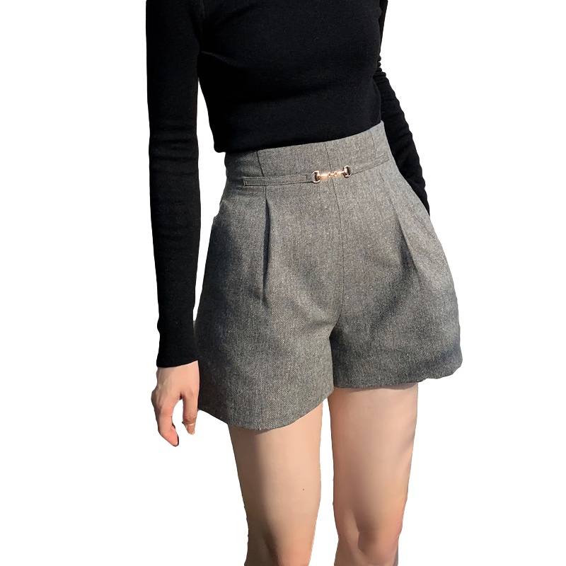 [2.5折价97元]唐狮冬季新款女百搭显瘦西裤休闲中短裤毛呢裤时尚韩版in潮