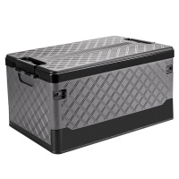 悦卡汽车后备箱收纳箱 车载多功能车内尾箱整理箱置物用品 菱形系列折叠储物箱 黑灰大号-60L