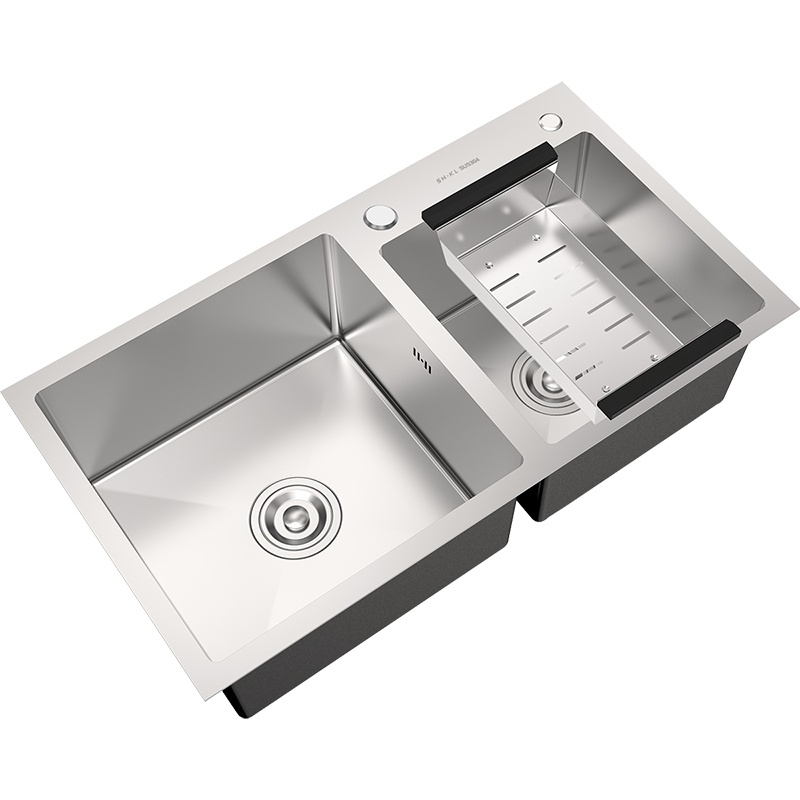 心海伽蓝.SHKL不锈钢厨房手工水槽洗菜盆双槽套装洗碗池配下水器加厚手工单槽
