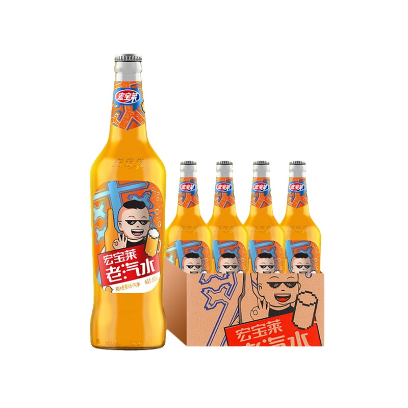 宏宝莱 老汽水(橘子味) 550ml*4玻璃瓶装