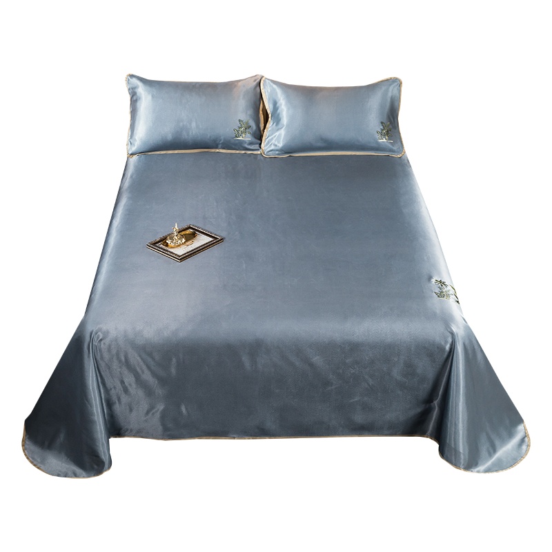 南极人(NanJiren) 南极人无印风简约冰丝凉席三件套床单式夏天双人可水洗机洗空调软席折叠良品夏季