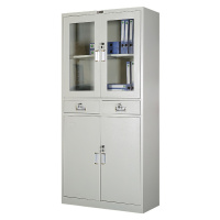 递乐(DiLe)办公文件柜中二斗公司财务凭证柜资料柜钢制文件柜 中二斗(上玻下铁)