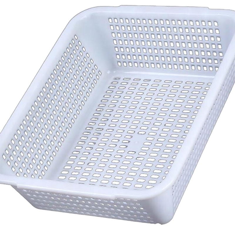 企购优品超大沥水搂篮子篮中号可漏水塑料筐加厚塑料框筐 长方形洗菜果匡o20 手把筐 AA1款 52.5*40*16.5