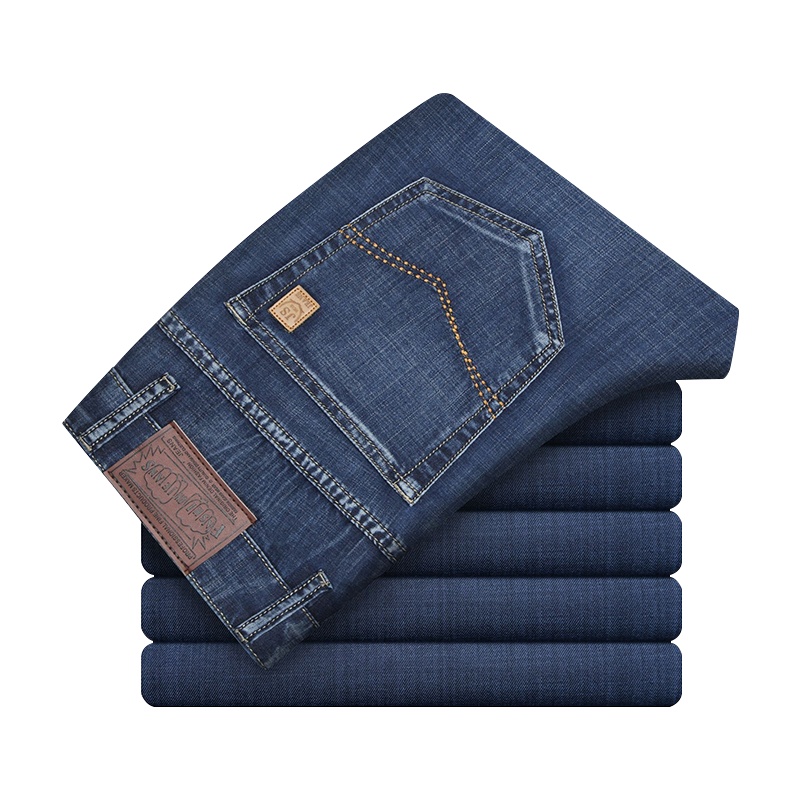 男士夏季牛仔裤男薄款中年休闲长裤直筒宽松大码男裤微弹 SXTJHND8968