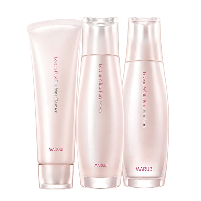 MARUBI丸美套装 纯白色之恋三件套 保湿补水提亮肤色美而白收缩毛孔 面部护理护肤化妆品旗舰店官方女